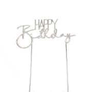 Silver Metal Cake Topper – Happy Birthday