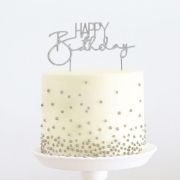 Silver Metal Cake Topper – Happy Birthday