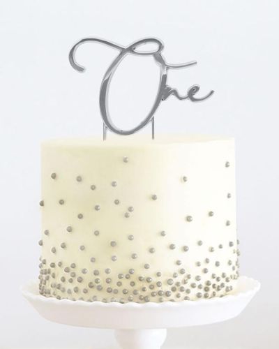Silver Metal Cake Topper – One