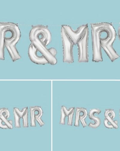 Balloon Banner Kit – Silver Mr & Mrs