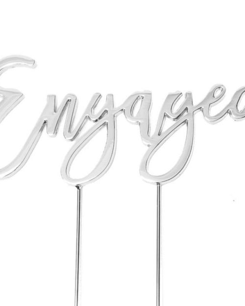 Silver Plated Cake Topper – Engaged