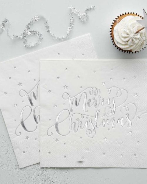 Silver Star Christmas Napkins 16pk