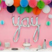 Silver ‘Yay’ Script Balloon