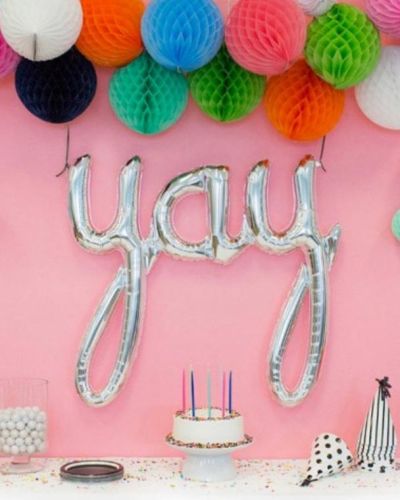 Silver ‘Yay’ Script Balloon