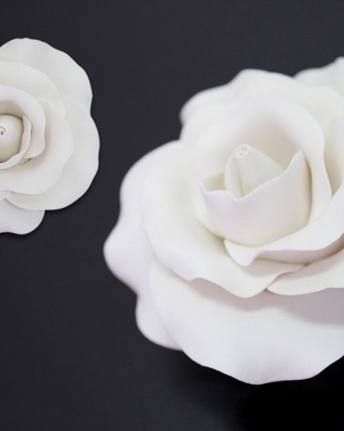 Single Gumpaste Rose Large – White