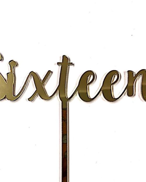 Sixteen Cake Topper – Gold Mirror