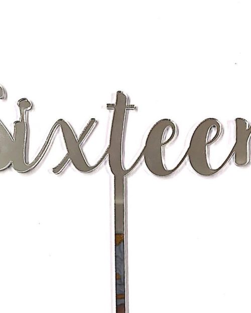 Sixteen Cake Topper – Silver Mirror