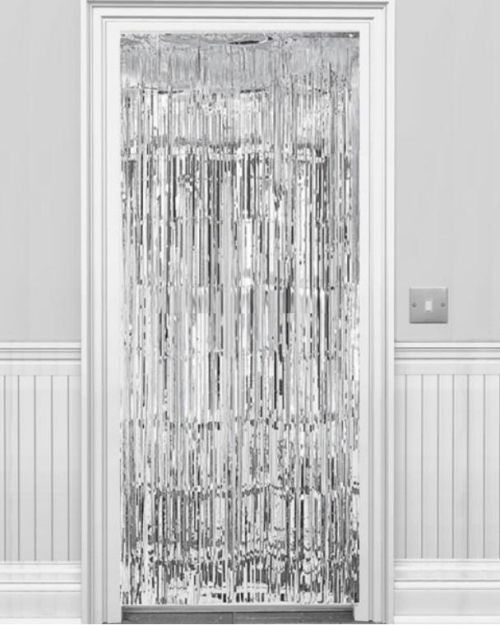 Silver Foil Fringed Door Curtain