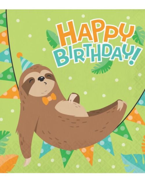 Sloth Party Birthday Lunch Napkins 16pk