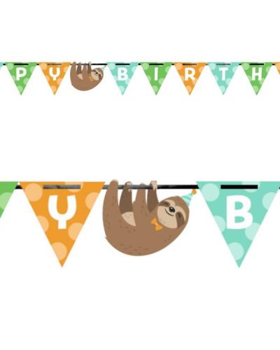 Sloth Party Happy Birthday Banner