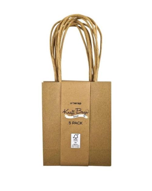 Kraft Gift Bags Small 5pk – Natural