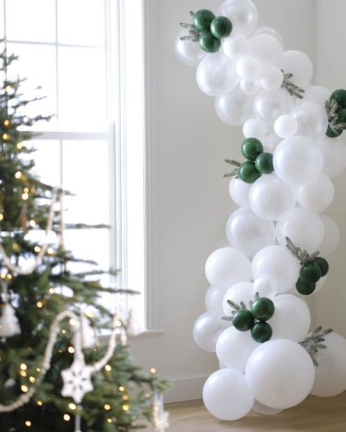 Nordic Noel Snowy Balloon Arch with Frosted Foliage