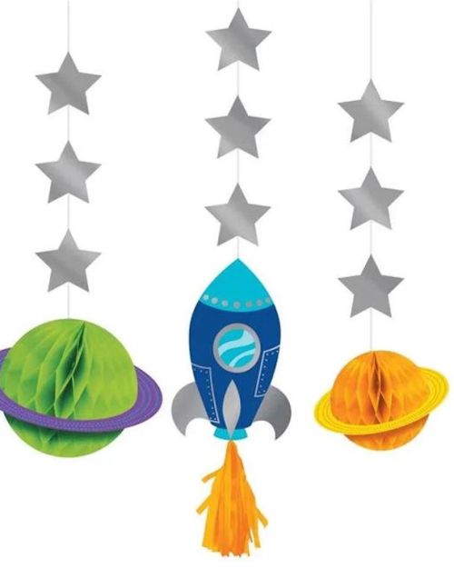Space Party Hanging Decorations 3pk