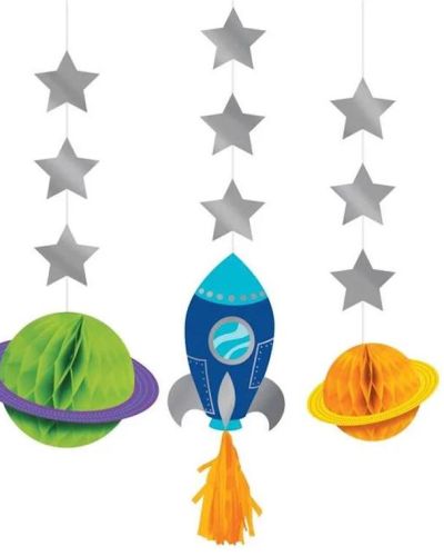 Space Party Hanging Decorations 3pk