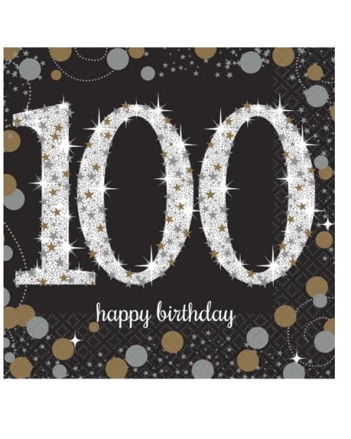 Sparkling 100th Birthday Beverage Napkins 16pk