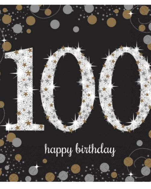 Sparkling 100th Birthday Lunch Napkins 16pk