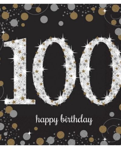Sparkling 100th Birthday Lunch Napkins 16pk
