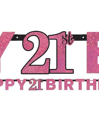 Sparkling Pink 21st Birthday Banner