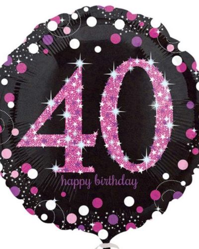 Sparkling Pink 40th Birthday Foil Balloon