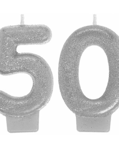 Silver Glitter 50th Candles