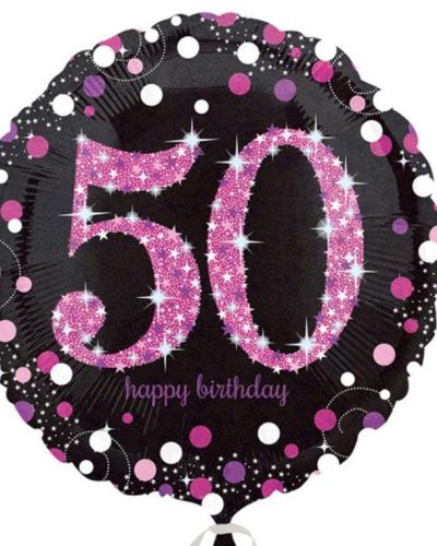 Sparkling Pink 50th Birthday Foil Balloon