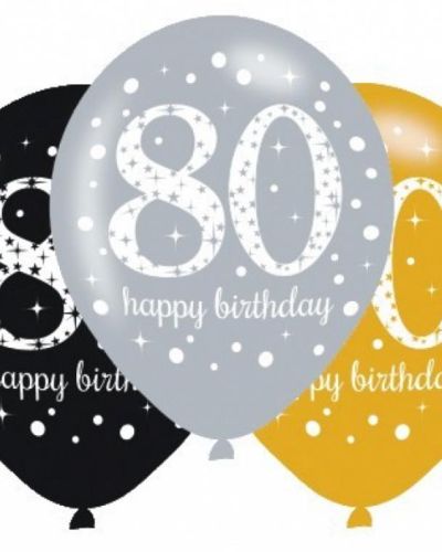 Sparkling 80th Birthday Balloons 6pk
