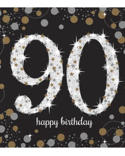 Sparkling 90th Birthday Lunch Napkins 16pk