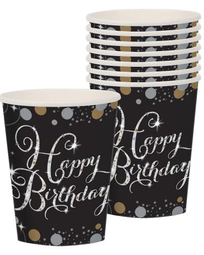 Sparkling Happy Birthday Cups 8pk