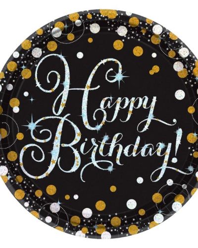 Sparkling Happy Birthday Dinner Plates 8pk