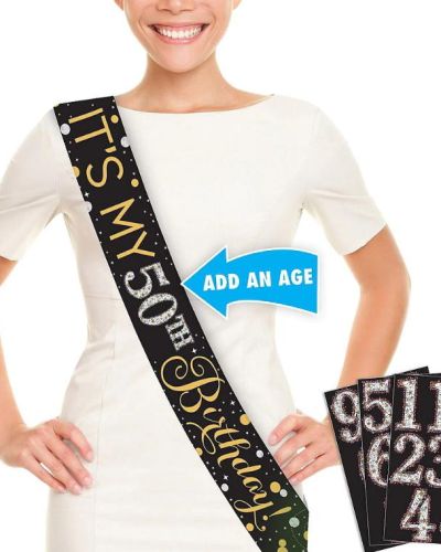 Sparkling Happy Birthday Add An Age Sash