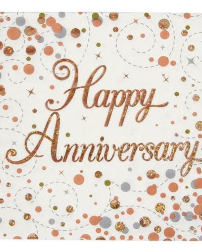 Sparkling Fizz Happy Anniversary Napkins 16pk