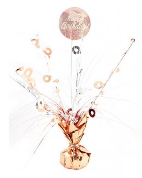 Rose Gold Happy Birthday Table Centrepiece Spray