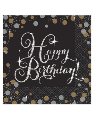 Sparkling Happy Birthday Beverage Napkins 16pk