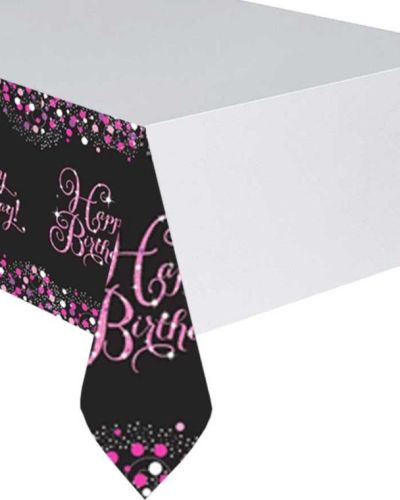 Sparkling Pink Happy Birthday Tablecover