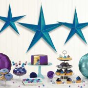 Sparkling Sapphire Hanging 3D Stars