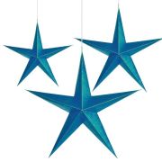Sparkling Sapphire Hanging 3D Stars