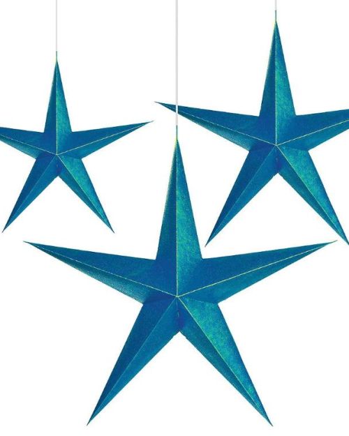 Sparkling Sapphire Hanging 3D Stars
