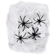 White Stretchable Spider Web with Spiders