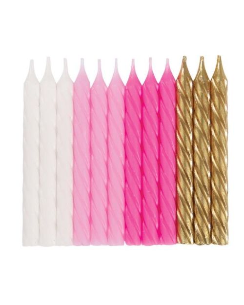 Spiral Candles 24pk – Pink & Gold