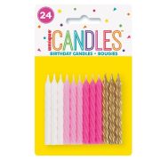 Spiral Candles 24pk – Pink & Gold