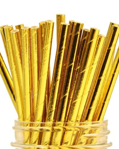Paper Straws – Solid Gold Foil