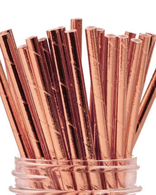 Paper Straws – Solid Rose Gold Foil