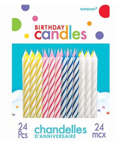 Candy Stripe Candles 24pk