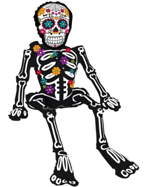Sugar Skull Sitting Skeleton Foil Balloon