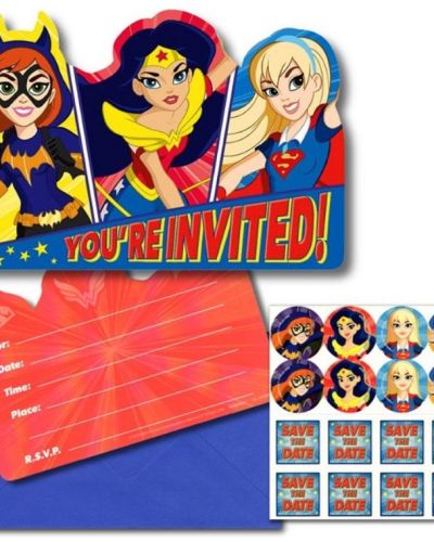 Super Hero Girls Invites 8pk