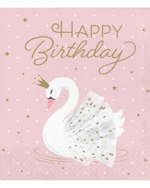 Swan Party Birthday Lunch Napkins 16pk