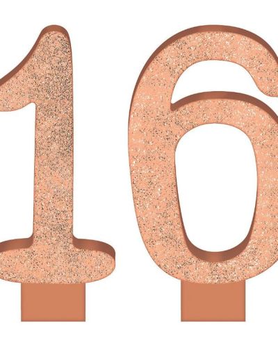 Sweet 16 Rose Gold Glitter Candles