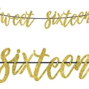 Sweet 16 Gold Glitter Banner
