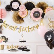 Sweet 16 Gold Glitter Banner