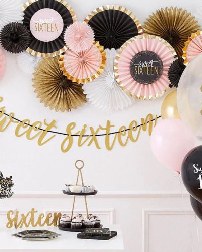 Sweet 16 Gold Glitter Banner